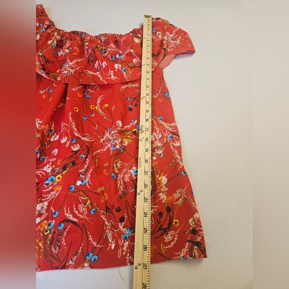 No Brand Women's Size , XL Red Ruffled Cap Sleeve Blouse - Picture 7 of 7